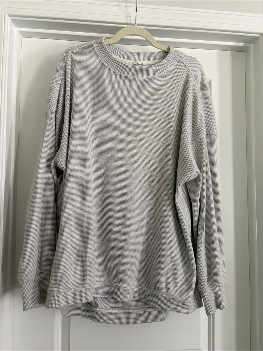 Aerie Light Gray Waffle Knit Sweater